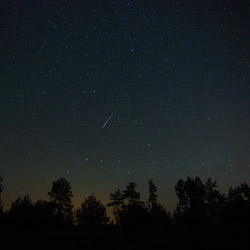 Perseid swarm car and aurora borealis, Central Roztocze