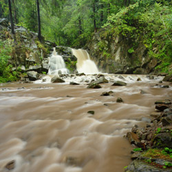 Zaskanik Waterfall on Sopotnicki Stream, Sadecki Beskid Mts.