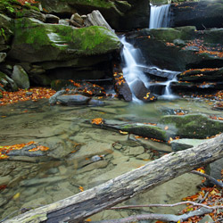 Waterfall on a Hulski Stream, Landscape Park of the San River Valley, Western Bieszczady